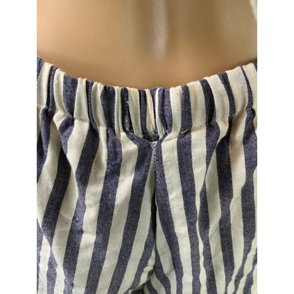 Women's Striped Romper Romper Size 6 Blue/White Ruffles Fitted Waist Cottagecore - Picture 15 of 16